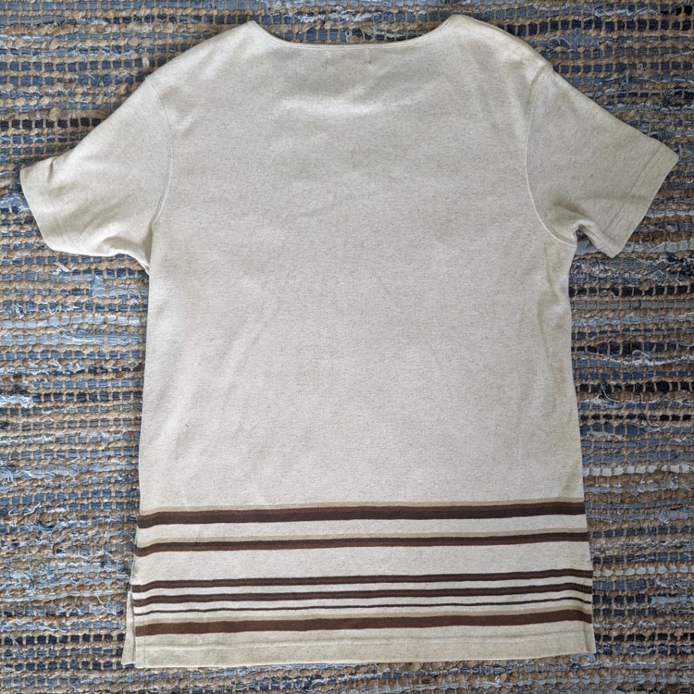 Linen Blend S Oversized Tunic Top S/S Neutral Cream Brown Coastal Resortwear - Picture 7 of 7